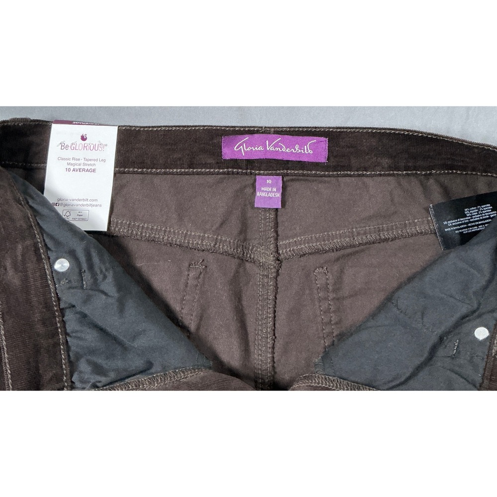 Gloria Vanderbilt Amanda Corduroy Slimming Jeans Brown Tapered Leg Womens 10 Avg - Picture 7 of 11